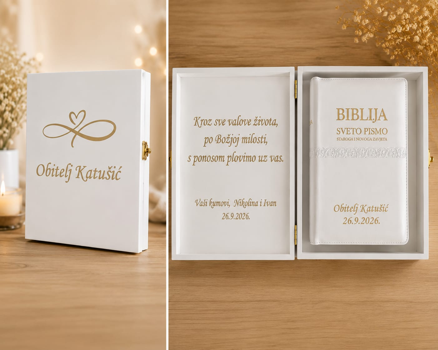 Biblija u drvenoj kutiji - Personalizirani proizvodi za vjenčanja